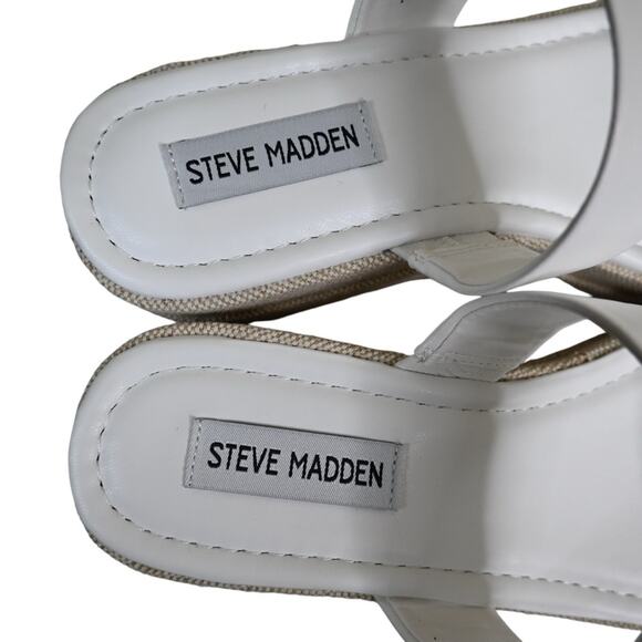 Steve Madden Womens 9.5  Merrcer Platform Slide Leather Sandal in White NEW - Picture 8 of 11